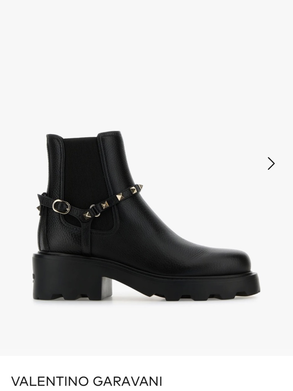 Valentino Garavani Black Leather Studded Chelsea Bootie, size 39